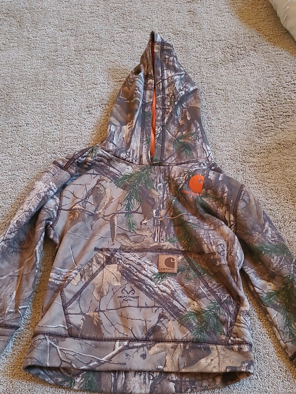 Carhartt Kids Realtree Camo Hooded Pullover with Orange Logo